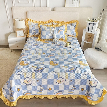 恋绒家纺 2025新款全棉床盖纯棉夹棉床盖花边款直角款（可定做） 月亮宝宝