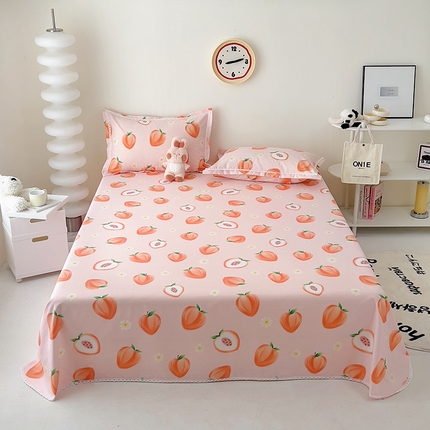 91家纺网 家纺一手货源 找家纺 新印象 2025新款细纱老粗布三件套清新蜜桃