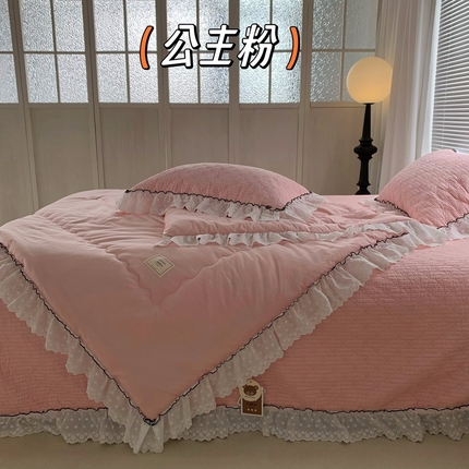 91家纺网 家纺一手货源 找家纺 佰织鑫家居（会员-5元） 2024新款蝶恋花床盖款春秋被四件套 蝶恋花-公主粉