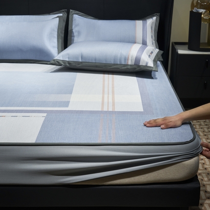 91家纺网 家纺一手货源 找家纺 21度C 2024新款冰藤国风凉席床笠款 几何