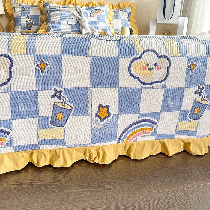 91家纺网 家纺一手货源 找家纺 恋绒家纺 2025新款全棉床盖纯棉夹棉床盖花边款直角款（可定做） 月亮宝宝