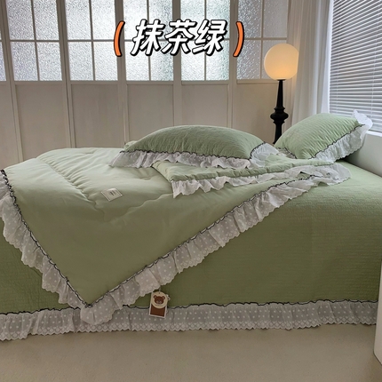 91家纺网 家纺一手货源 找家纺 佰织鑫家居（会员-5元） 2024新款蝶恋花床盖款春秋被四件套 蝶恋花-抹茶绿