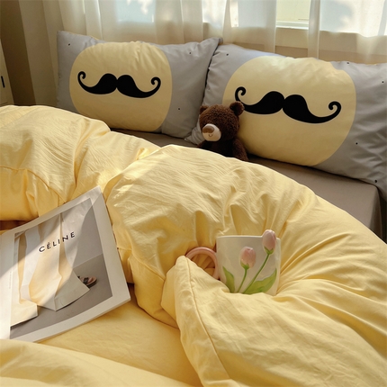 91家纺网 家纺一手货源 找家纺 （总）2024新款纯色水洗棉印花四件套