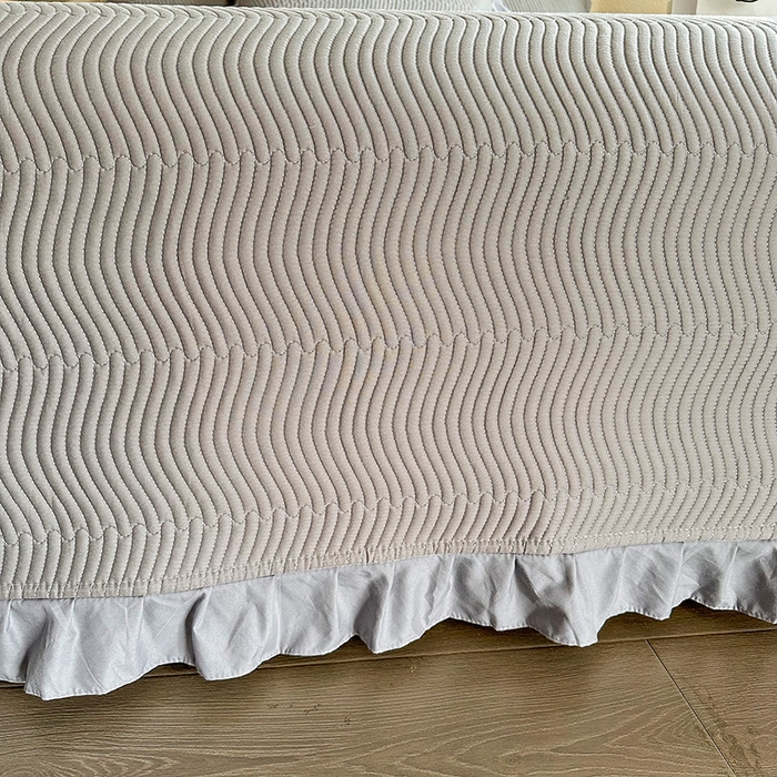 91家纺网 家纺一手货源 找家纺 恋绒家纺 2025新款全棉床盖纯棉夹棉床盖花边款直角款（可定做） 高级灰