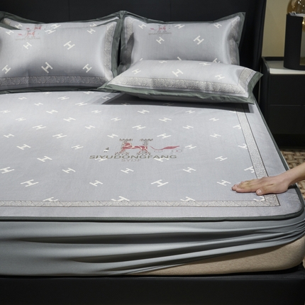 91家纺网 家纺一手货源 找家纺 21度C 2024新款冰藤国风凉席床笠款 亚特兰斯