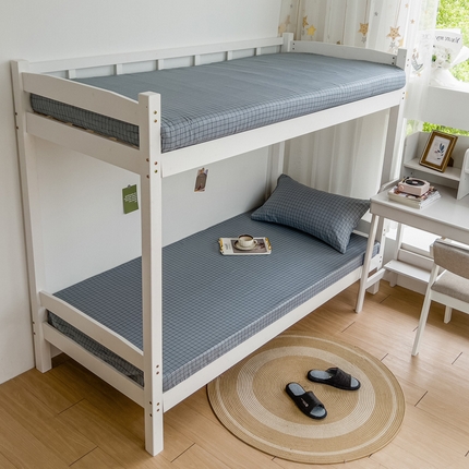 宅部落 2024新款全棉学生宿舍褥子套纯棉床笠床垫套 蓝小格