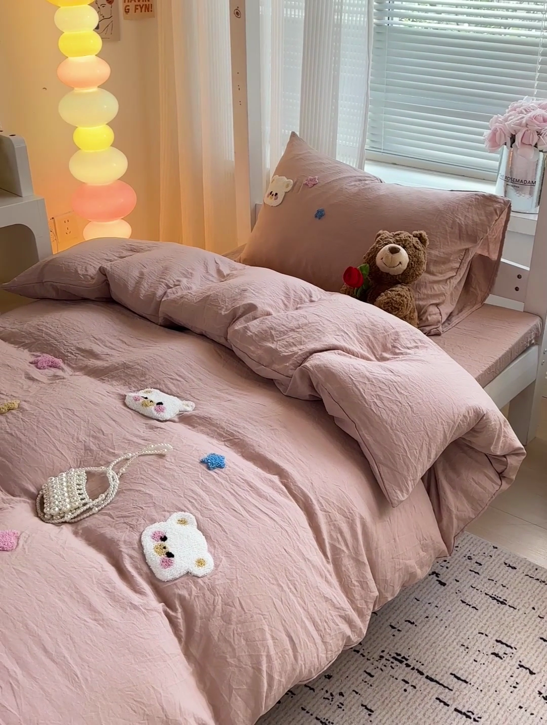 91家纺网 家纺一手货源 找家纺 韩巢家纺 2024新款超柔水洗棉毛巾绣学生宿舍上下铺专用单件被套-幸运熊系列（提供卖家秀） 幸运熊奶咖