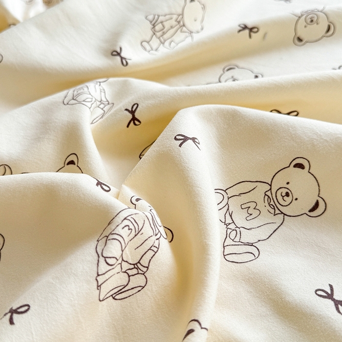 91家纺网 家纺一手货源 找家纺 妖妖家纺 2024新款超柔软糯亲肤水洗棉单床笠 可爱棕熊