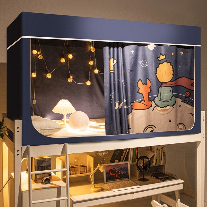 91家纺网 家纺一手货源 找家纺 宅部落 2024新款学生床帘宿舍上下铺床帘式印花强遮光学生蚊帐 望星空