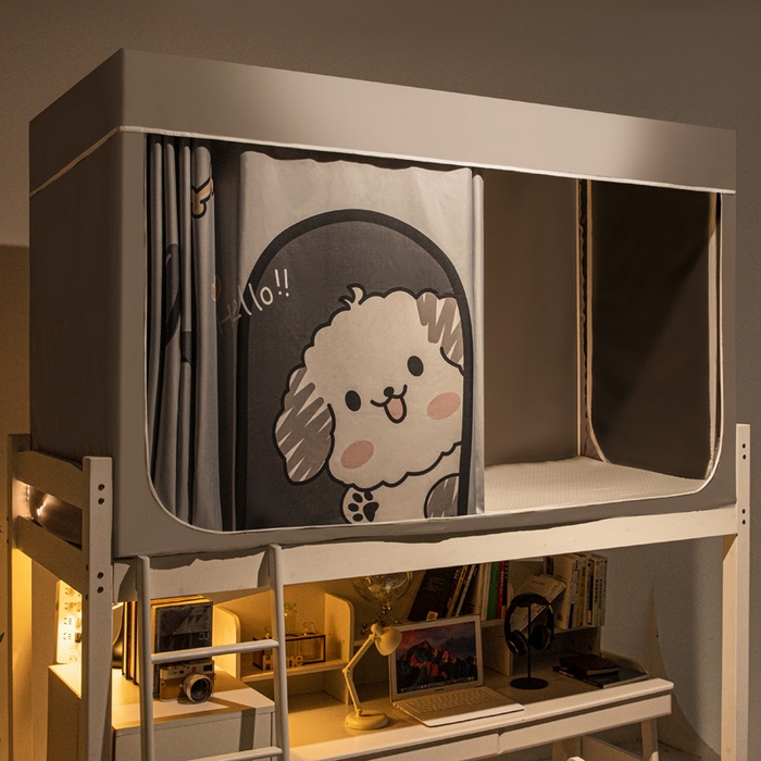 91家纺网 家纺一手货源 找家纺 宅部落 2024新款学生床帘宿舍上下铺床帘式印花强遮光学生蚊帐 呆萌狗