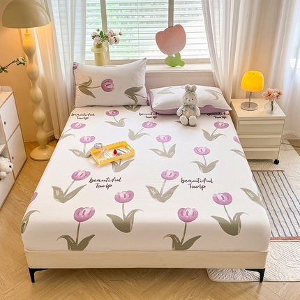 妖妖家纺 2024新款超柔软糯亲肤水洗棉单床笠 紫郁