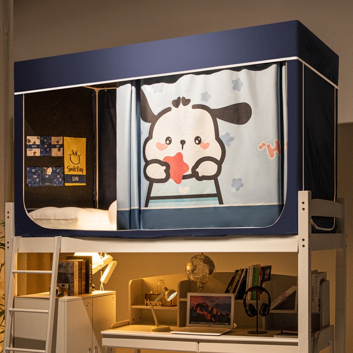 91家纺网 家纺一手货源 找家纺 宅部落 2024新款学生床帘宿舍上下铺床帘式印花强遮光学生蚊帐 悠哉狗狗