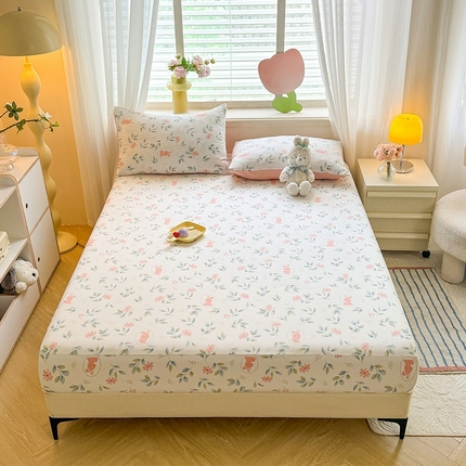 91家纺网 家纺一手货源 找家纺 妖妖家纺 2024新款超柔软糯亲肤水洗棉单床笠 误入花园