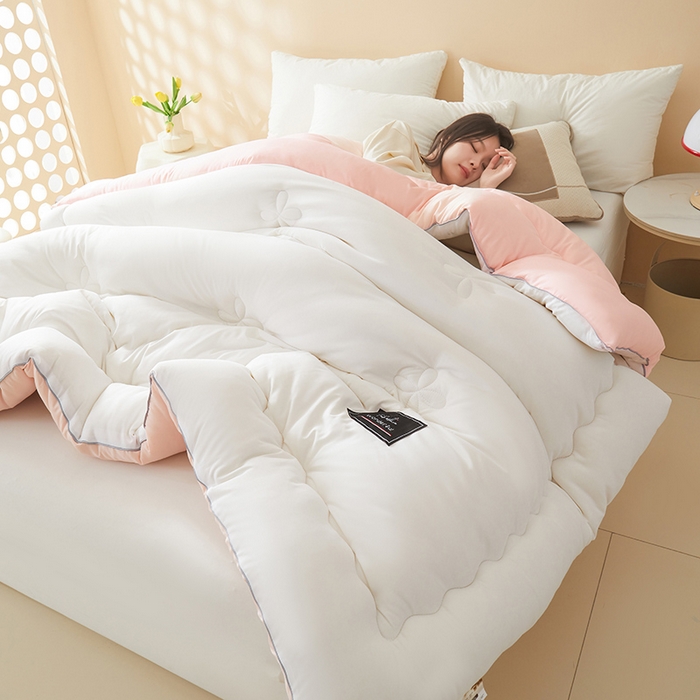 91家纺网 家纺一手货源 找家纺 瑶瑶家居床垫 2024年新款母婴级大豆纤维双拼被 双拼白玉