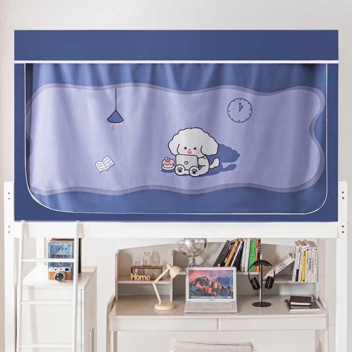 91家纺网 家纺一手货源 找家纺 宅部落 2024新款学生床帘宿舍上下铺床帘式印花强遮光学生蚊帐 hello，小狗