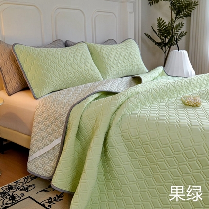 91家纺网 家纺一手货源 找家纺 玖玖爱家纺 2024爆品新款黑科技凉感高分子有机硅胶软凉席 果绿