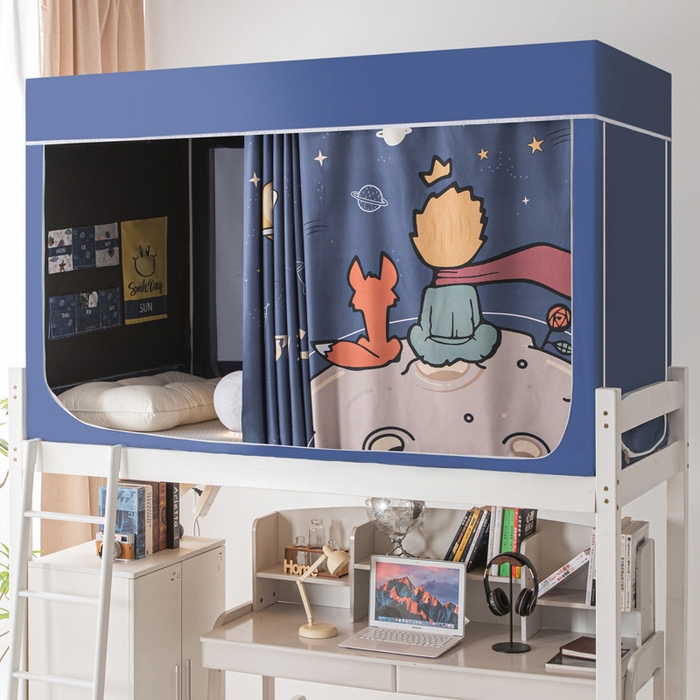 91家纺网 家纺一手货源 找家纺 宅部落 2024新款学生床帘宿舍上下铺床帘式印花强遮光学生蚊帐 望星空