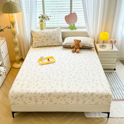 妖妖家纺 2024新款超柔软糯亲肤水洗棉单床笠 可爱棕熊