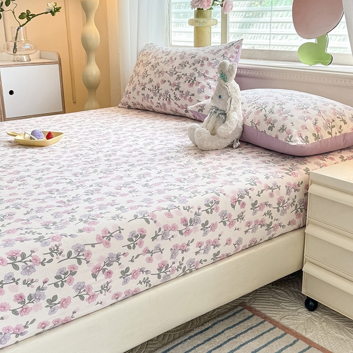 91家纺网 家纺一手货源 找家纺 妖妖家纺 2024新款超柔软糯亲肤水洗棉单床笠 尽相思