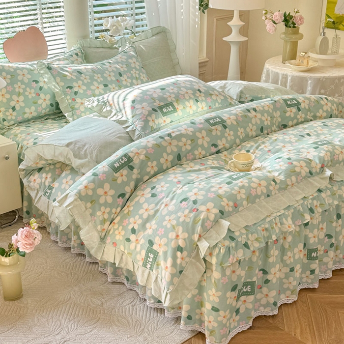 91家纺网 家纺一手货源 找家纺 （总）美达家纺 2025新款全棉韩版床单款床裙款四件套