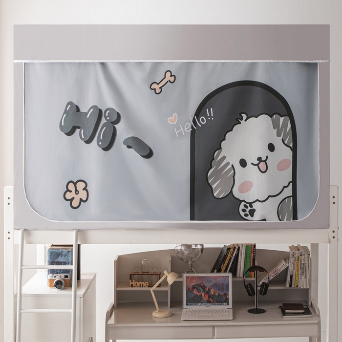 91家纺网 家纺一手货源 找家纺 宅部落 2024新款学生床帘宿舍上下铺床帘式印花强遮光学生蚊帐 呆萌狗