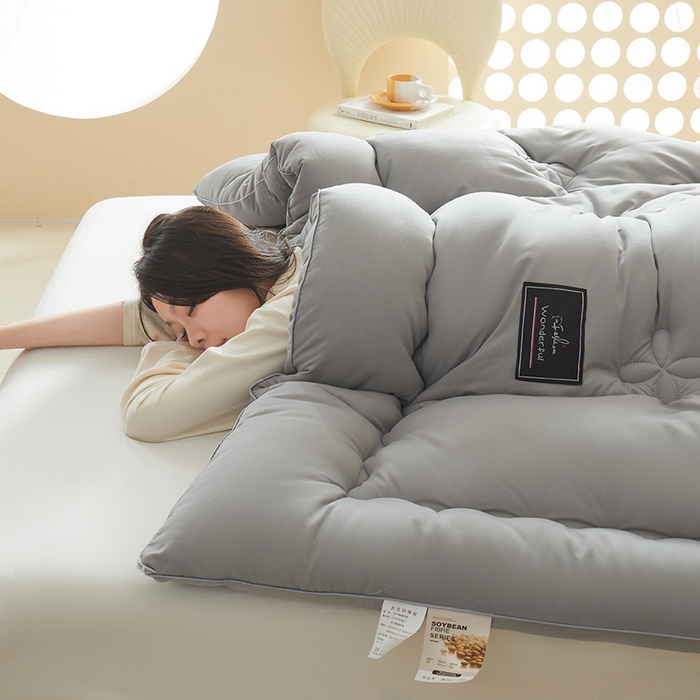 91家纺网 家纺一手货源 找家纺 瑶瑶家居床垫 2024年新款母婴级大豆纤维双拼被 简灰