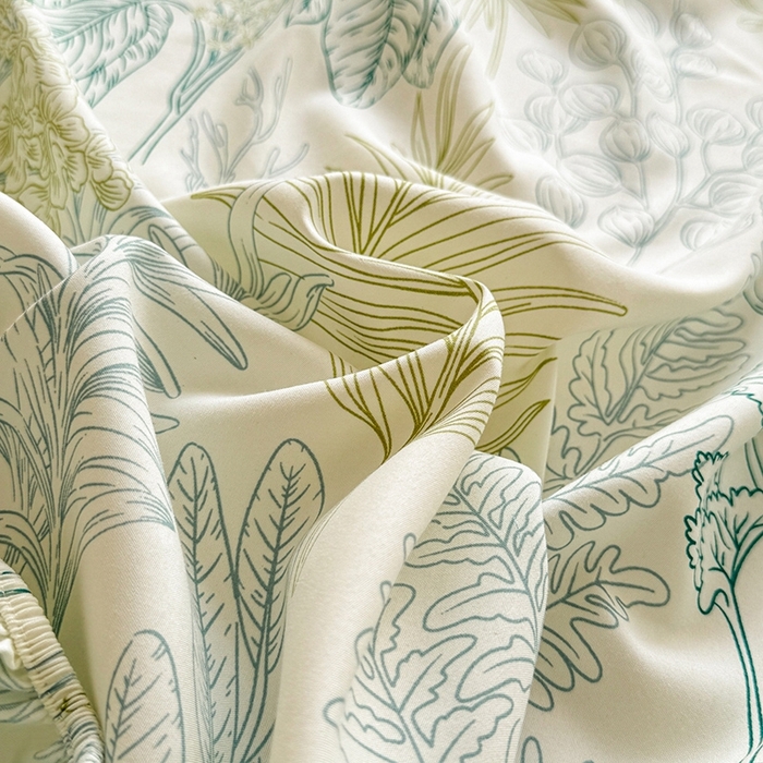 91家纺网 家纺一手货源 找家纺 妖妖家纺 2024新款超柔软糯亲肤水洗棉单床笠 热带雨林