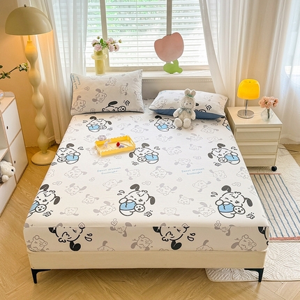 91家纺网 家纺一手货源 找家纺 妖妖家纺 2024新款超柔软糯亲肤水洗棉单床笠 wink狗狗