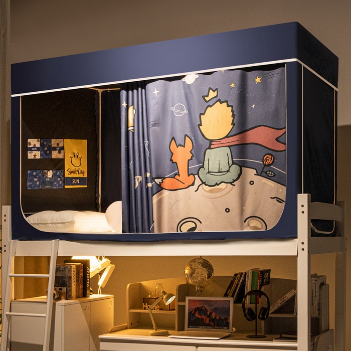 91家纺网 家纺一手货源 找家纺 宅部落 2024新款学生床帘宿舍上下铺床帘式印花强遮光学生蚊帐 望星空