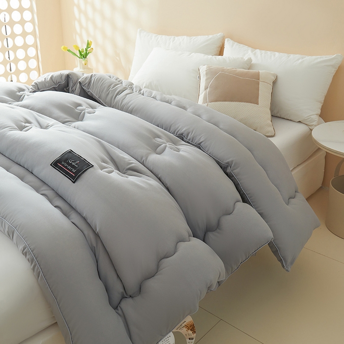 91家纺网 家纺一手货源 找家纺 瑶瑶家居床垫 2024年新款母婴级大豆纤维双拼被 简灰