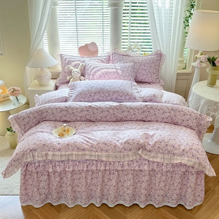 91家纺网 家纺一手货源 找家纺 （总）美达家纺 2025新款全棉韩版床单款床裙款四件套