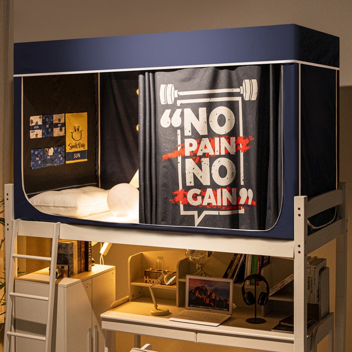 91家纺网 家纺一手货源 找家纺 宅部落 2024新款学生床帘宿舍上下铺床帘式印花强遮光学生蚊帐 勇气