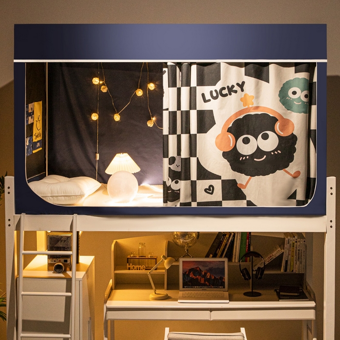 91家纺网 家纺一手货源 找家纺 宅部落 2024新款学生床帘宿舍上下铺床帘式印花强遮光学生蚊帐 煤烦恼