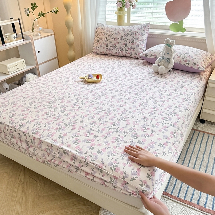 91家纺网 家纺一手货源 找家纺 妖妖家纺 2024新款超柔软糯亲肤水洗棉单床笠 尽相思