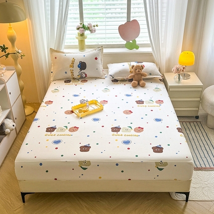 妖妖家纺 2024新款超柔软糯亲肤水洗棉单床笠 可爱曲奇