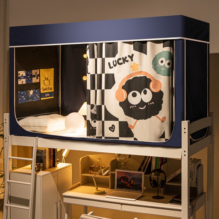 91家纺网 家纺一手货源 找家纺 宅部落 2024新款学生床帘宿舍上下铺床帘式印花强遮光学生蚊帐 煤烦恼