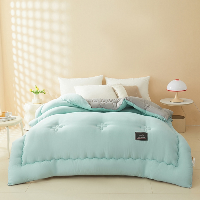 91家纺网 家纺一手货源 找家纺 瑶瑶家居床垫 2024年新款母婴级大豆纤维双拼被 双拼蓝灰