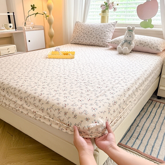 91家纺网 家纺一手货源 找家纺 妖妖家纺 2024新款超柔软糯亲肤水洗棉单床笠 后花园