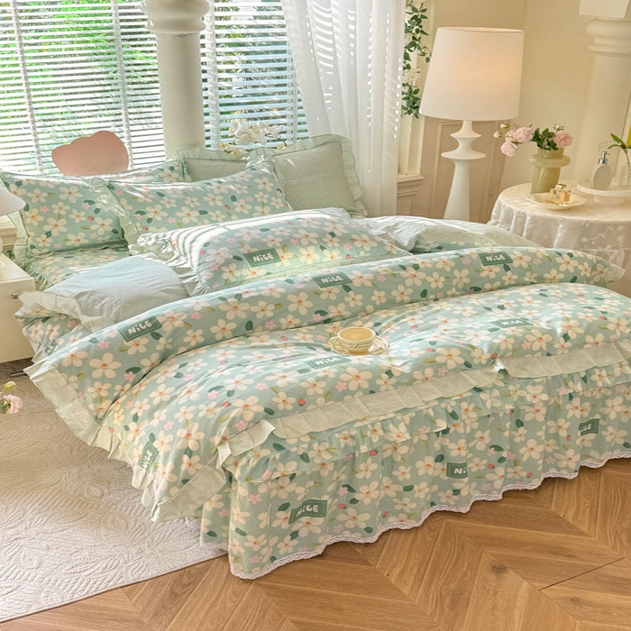 91家纺网 家纺一手货源 找家纺 （总）美达家纺 2025新款全棉韩版床单款床裙款四件套