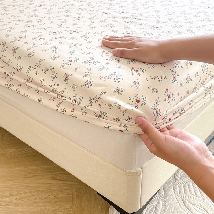 91家纺网 家纺一手货源 找家纺 妖妖家纺 2024新款超柔软糯亲肤水洗棉单床笠 后花园