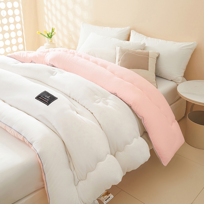 91家纺网 家纺一手货源 找家纺 瑶瑶家居床垫 2024年新款母婴级大豆纤维双拼被 双拼白玉