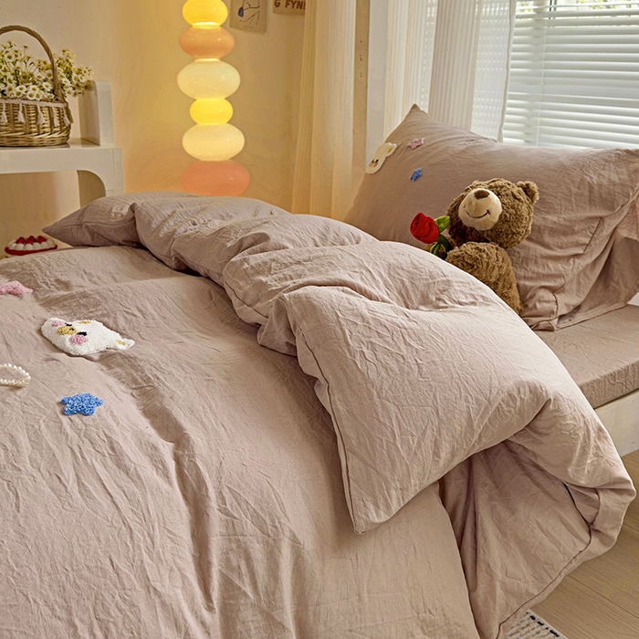 91家纺网 家纺一手货源 找家纺 韩巢家纺 2024新款超柔水洗棉毛巾绣学生宿舍上下铺专用单件被套-幸运熊系列（提供卖家秀） 幸运熊奶咖