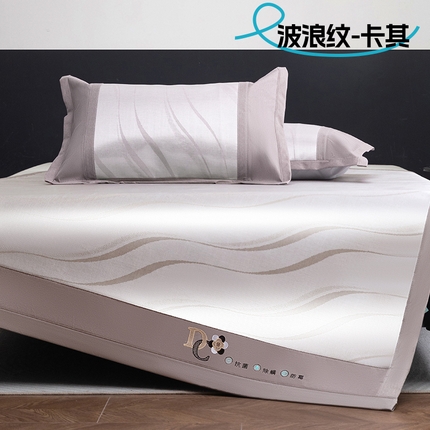 瑶瑶家居 2024年新款碳光抗菌冰丝席-量大优惠 波浪纹-卡其