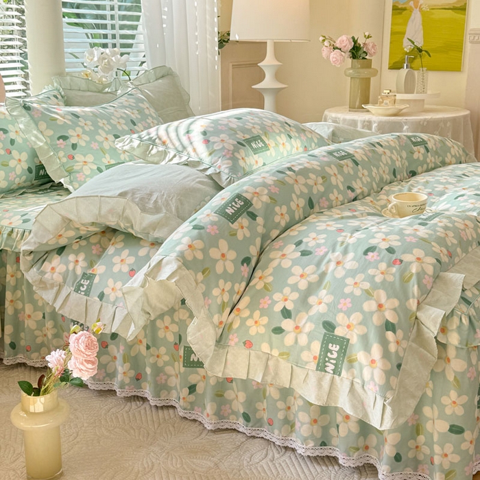 91家纺网 家纺一手货源 找家纺 （总）美达家纺 2025新款全棉韩版床单款床裙款四件套