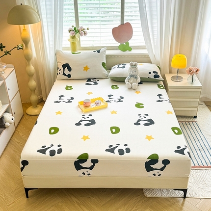 91家纺网 家纺一手货源 找家纺 妖妖家纺 2024新款超柔软糯亲肤水洗棉单床笠 国宝梦境