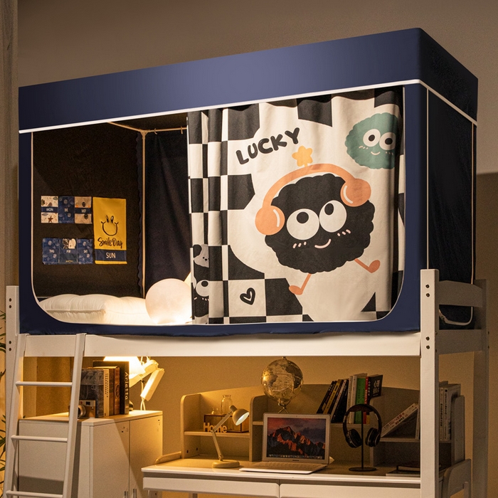 91家纺网 家纺一手货源 找家纺 宅部落 2024新款学生床帘宿舍上下铺床帘式印花强遮光学生蚊帐 煤烦恼