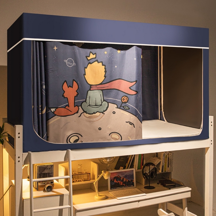 91家纺网 家纺一手货源 找家纺 宅部落 2024新款学生床帘宿舍上下铺床帘式印花强遮光学生蚊帐 望星空