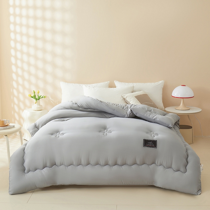 91家纺网 家纺一手货源 找家纺 瑶瑶家居床垫 2024年新款母婴级大豆纤维双拼被 简灰