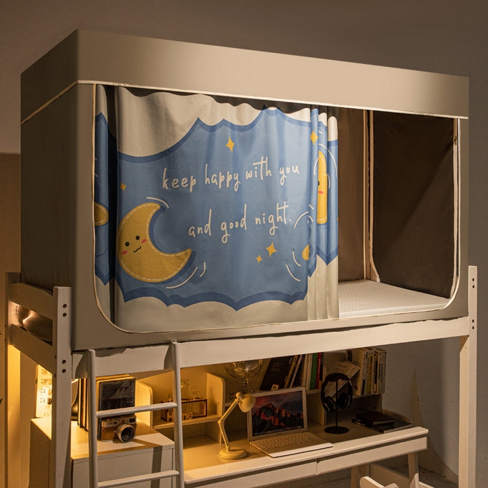 91家纺网 家纺一手货源 找家纺 宅部落 2024新款学生床帘宿舍上下铺床帘式印花强遮光学生蚊帐 晚安