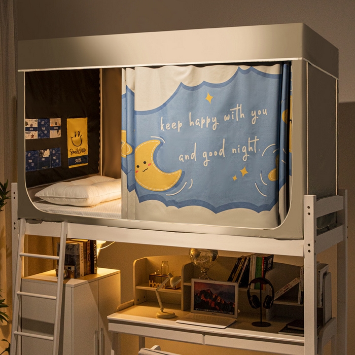 91家纺网 家纺一手货源 找家纺 宅部落 2024新款学生床帘宿舍上下铺床帘式印花强遮光学生蚊帐 晚安